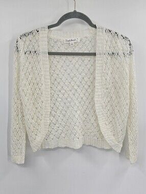 Crochet Cream Sheer Crop Sweater Size Small